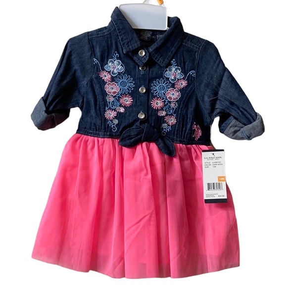 U. S. Polo Assn Denim + Tutu Dress - 12 mon NWT - Picture 1 of 5